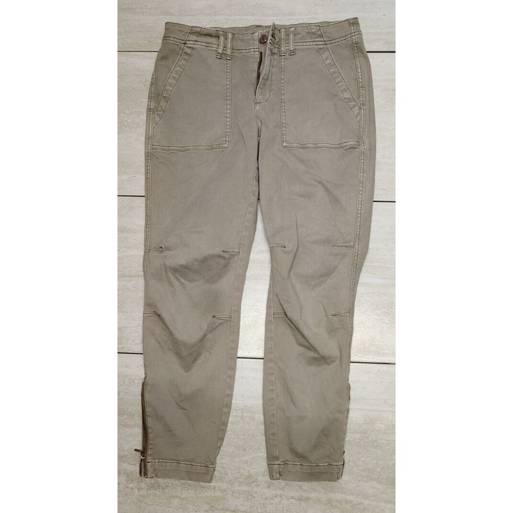 White House Black‎ Market The Slim Crop Sz 6 Ankle Zip Khaki Jeans